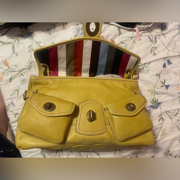 NWT Coach 2007 Leigh Leather Pocket Flap Bag, Y2K in yellow citron RARE Vintage - Picture 7 of 13